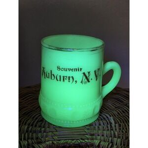 Auburn New York Souvenir Custard Glass